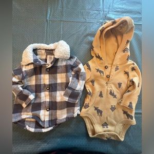 Newborn flannel shirt and NB long sleeve onesie. Never used.